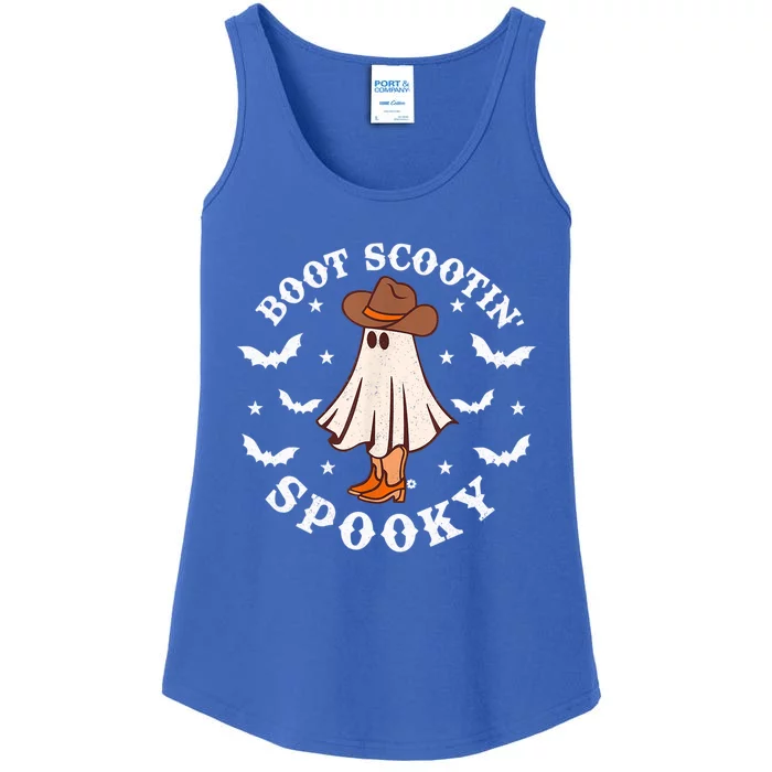 Retro Western Halloween Cute Ghost Funny Boot Scootin Spooky Gift Ladies Essential Tank