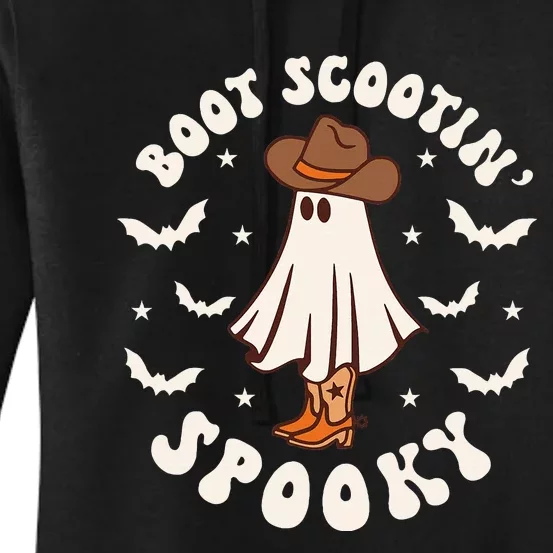 Retro Western Halloween Cute Ghost Funny Boot Scootin Spooky Women's Pullover Hoodie