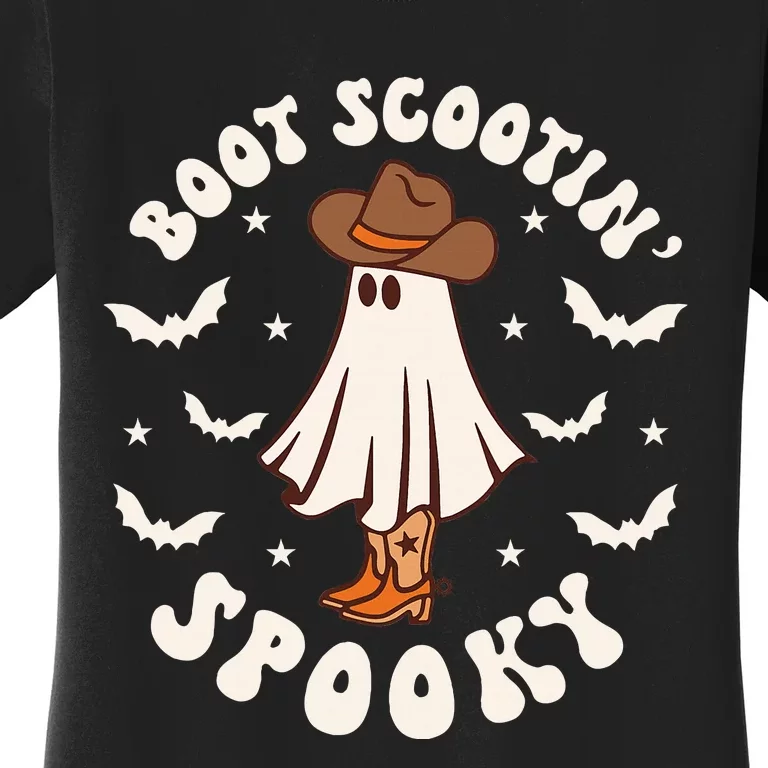 Retro Western Halloween Cute Ghost Funny Boot Scootin Spooky Women's T-Shirt