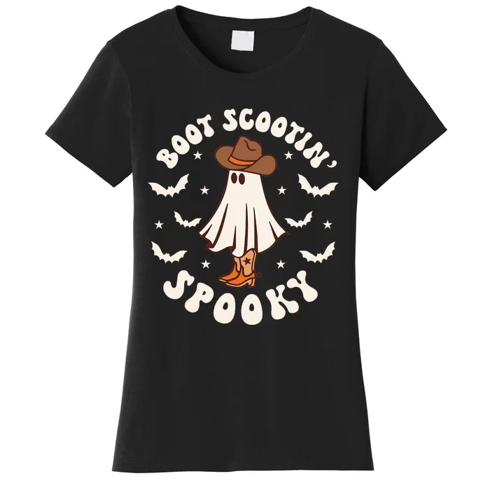 Retro Western Halloween Cute Ghost Funny Boot Scootin Spooky Women's T-Shirt