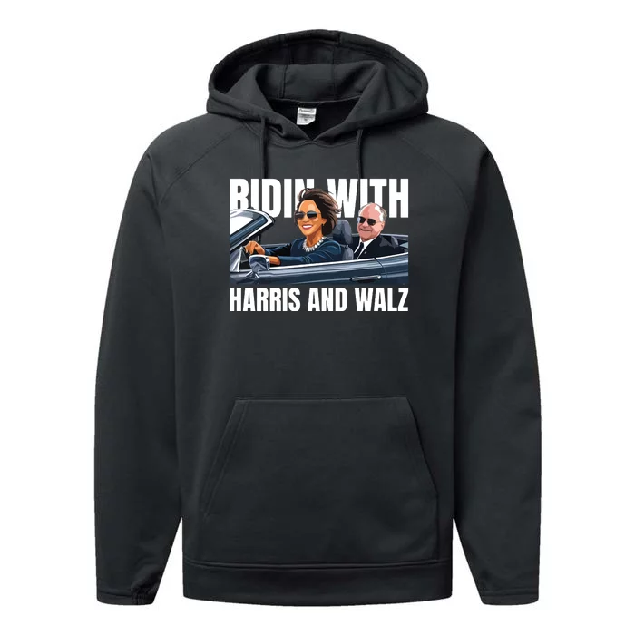 Ridin With Harris And Walz President Kamala Harris Tim Walz Performance Fleece Hoodie