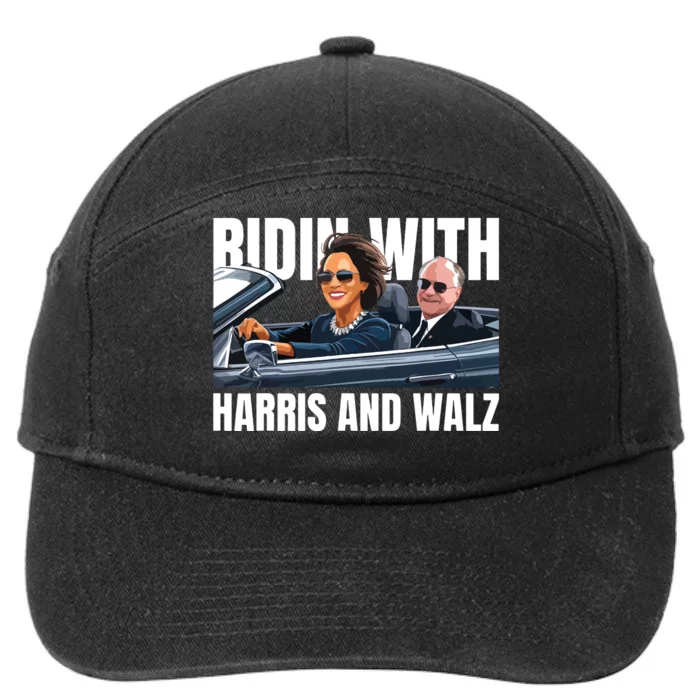 Ridin With Harris And Walz President Kamala Harris Tim Walz 7-Panel Snapback Hat