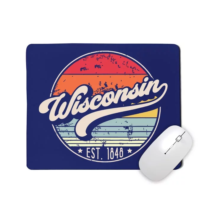 Retro Wisconsin Home State Wi Cool 70s Style Sunset Mousepad