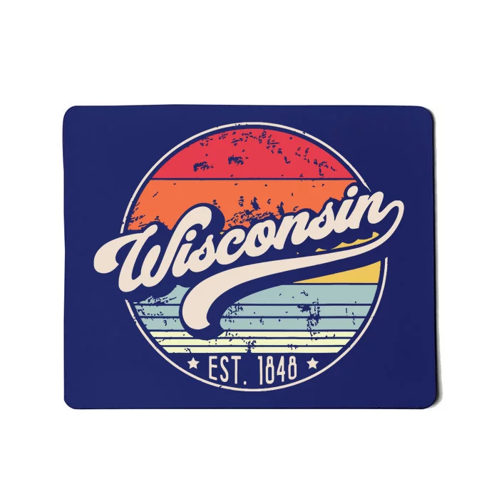 Retro Wisconsin Home State Wi Cool 70s Style Sunset Mousepad