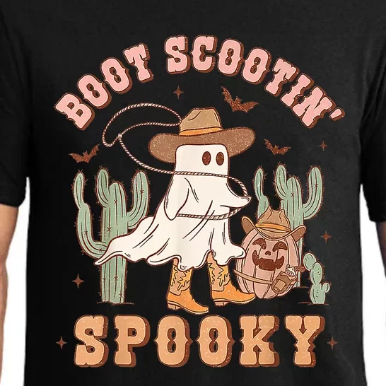 Retro Western Halloween Cowboy Ghost Boot Scootin Spooky Pajama Set