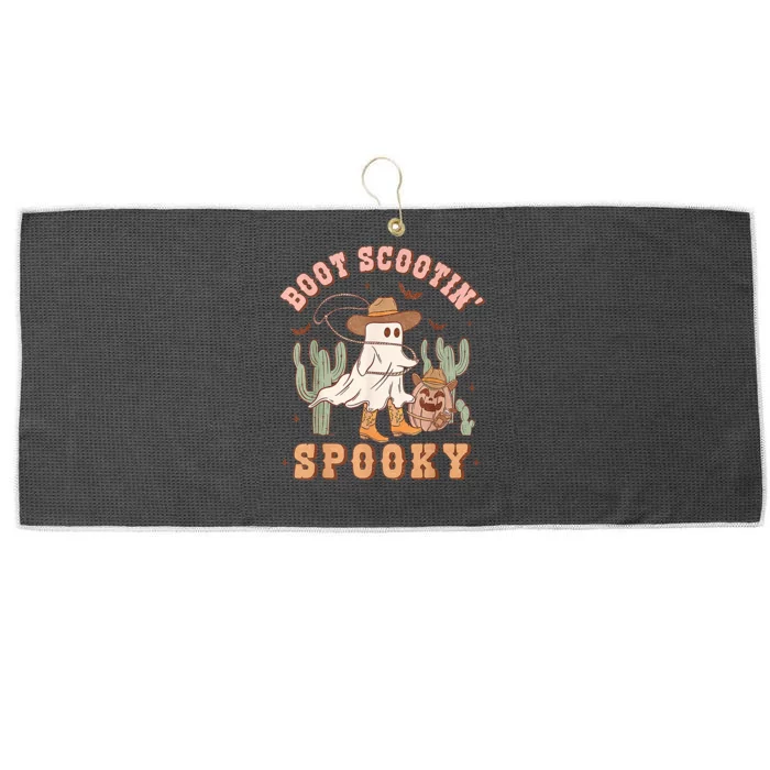 Retro Western Halloween Cowboy Ghost Boot Scootin Spooky Large Microfiber Waffle Golf Towel