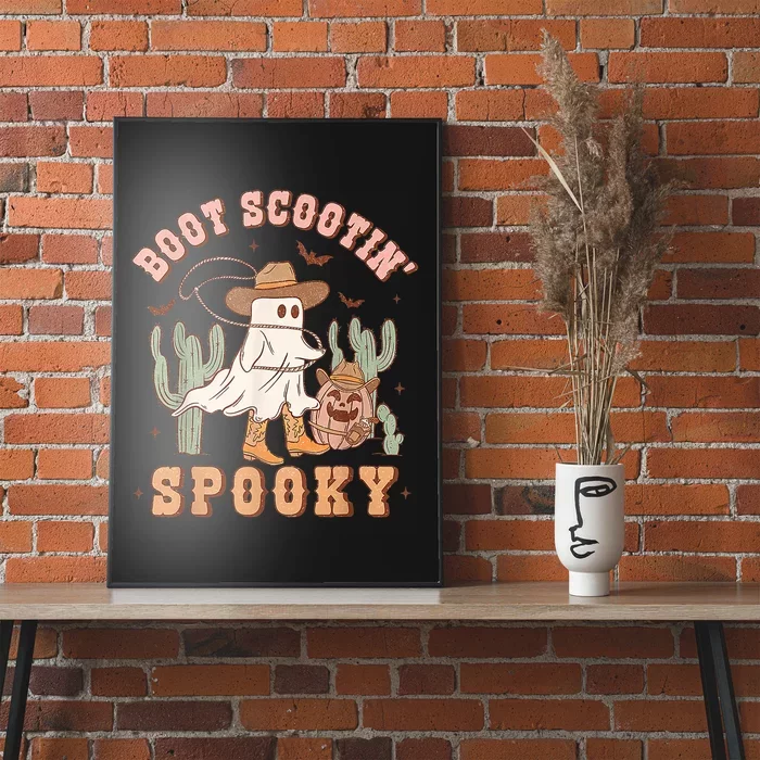 Retro Western Halloween Cowboy Ghost Boot Scootin Spooky Poster