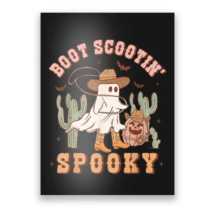 Retro Western Halloween Cowboy Ghost Boot Scootin Spooky Poster