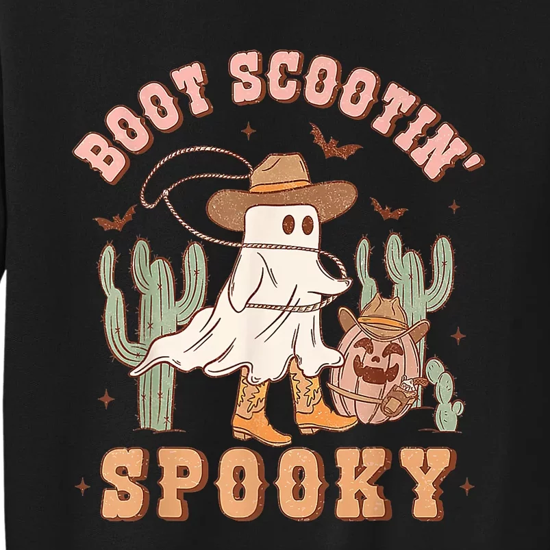 Retro Western Halloween Cowboy Ghost Boot Scootin Spooky Tall Sweatshirt