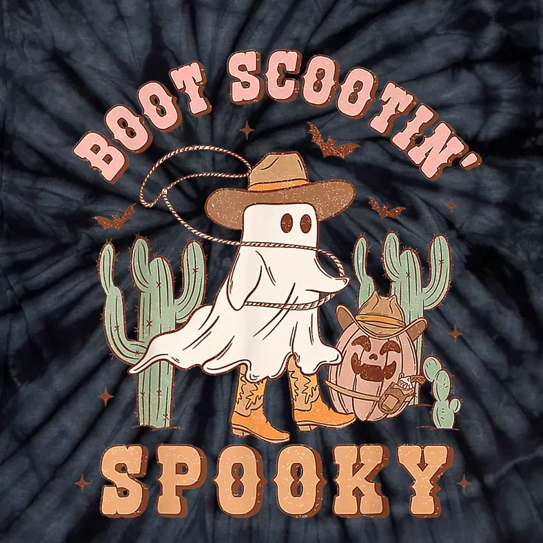 Retro Western Halloween Cowboy Ghost Boot Scootin Spooky Tie-Dye T-Shirt