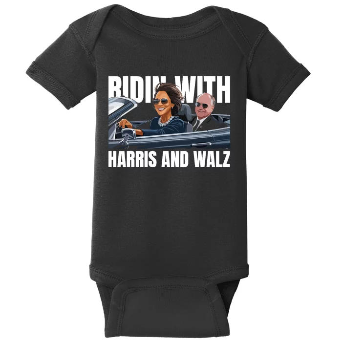 Ridin With Harris And Walz President Kamala Harris Tim Walz Baby Bodysuit