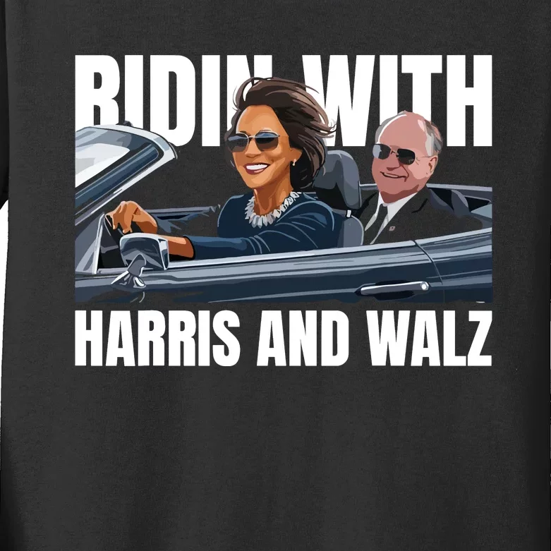 Ridin With Harris And Walz President Kamala Harris Tim Walz Kids Long Sleeve Shirt