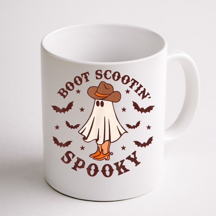 Retro Western Halloween Cute Ghost Funny Boot Scootin Spooky Front & Back Coffee Mug