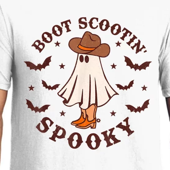 Retro Western Halloween Cute Ghost Funny Boot Scootin Spooky Pajama Set