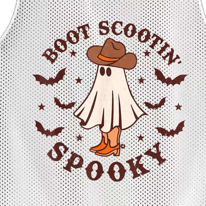 Retro Western Halloween Cute Ghost Funny Boot Scootin Spooky Mesh Reversible Basketball Jersey Tank