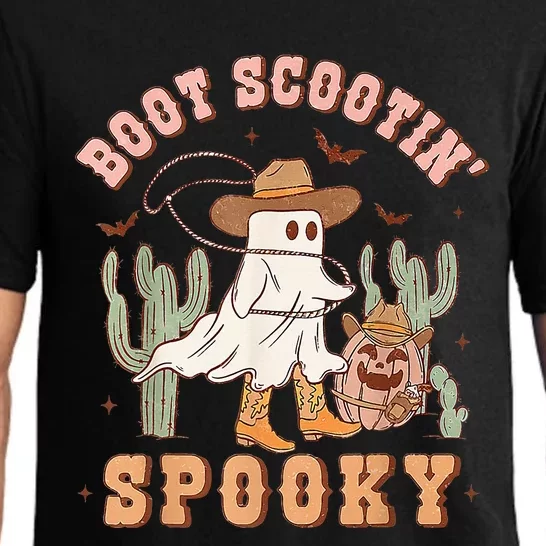 Retro Western Halloween Cow Ghost Boot Scootin Spooky Pajama Set