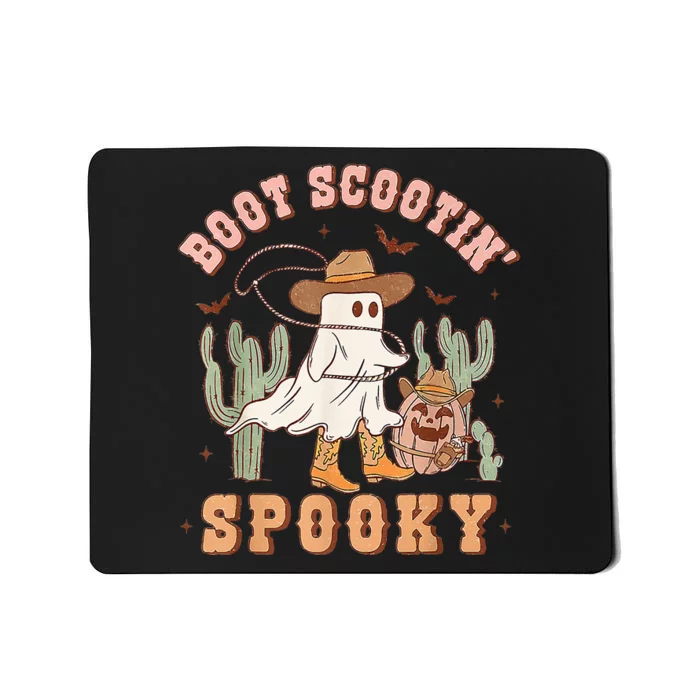 Retro Western Halloween Cow Ghost Boot Scootin Spooky Mousepad