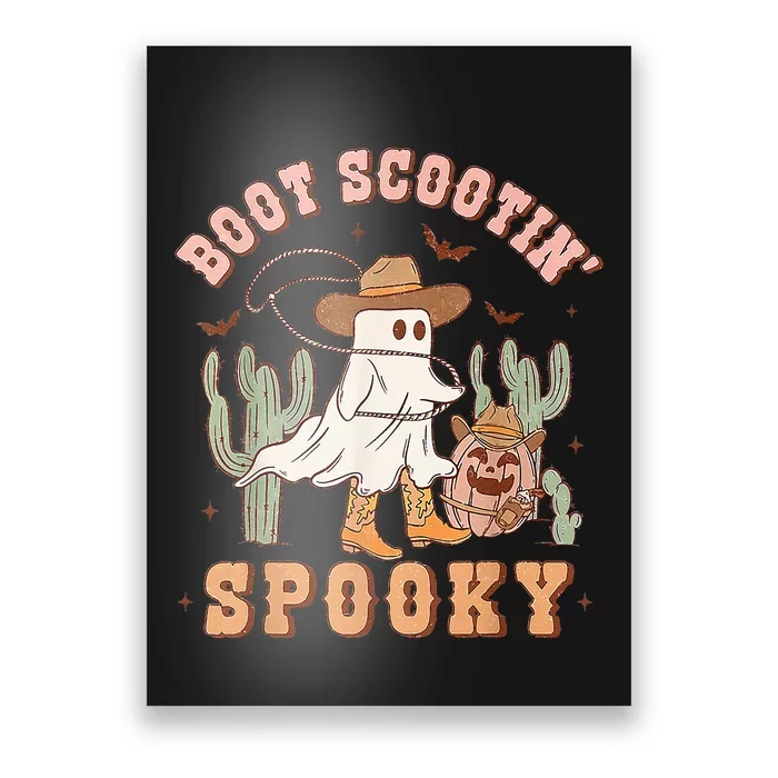 Retro Western Halloween Cow Ghost Boot Scootin Spooky Poster