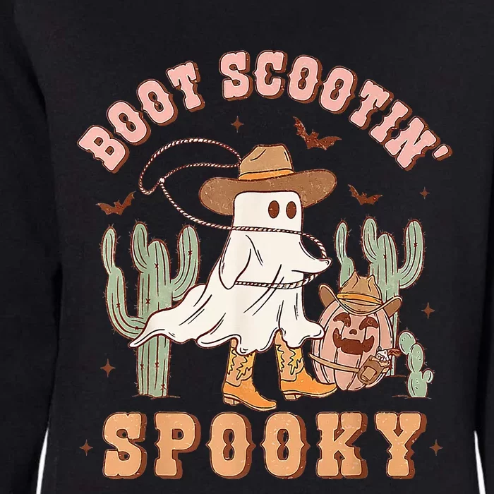 Retro Western Halloween Cow Ghost Boot Scootin Spooky Womens California Wash Sweatshirt