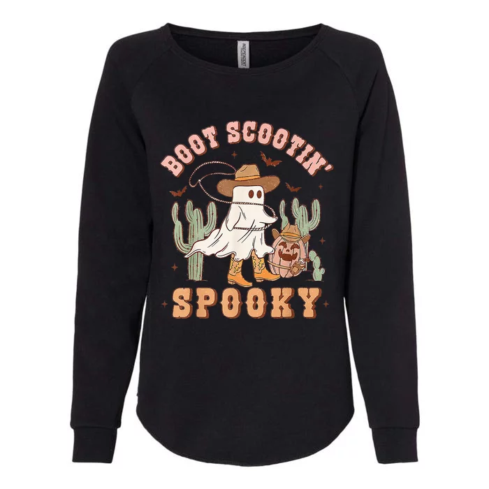 Retro Western Halloween Cow Ghost Boot Scootin Spooky Womens California Wash Sweatshirt