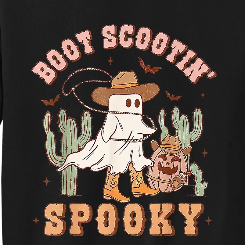 Retro Western Halloween Cow Ghost Boot Scootin Spooky Tall Sweatshirt