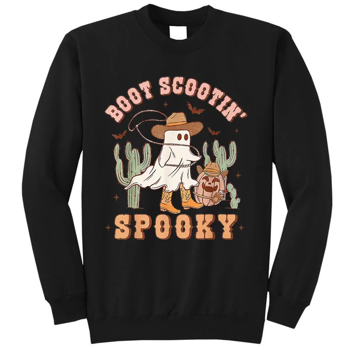 Retro Western Halloween Cow Ghost Boot Scootin Spooky Tall Sweatshirt