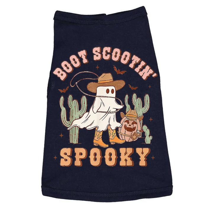 Retro Western Halloween Cow Ghost Boot Scootin Spooky Doggie Tank