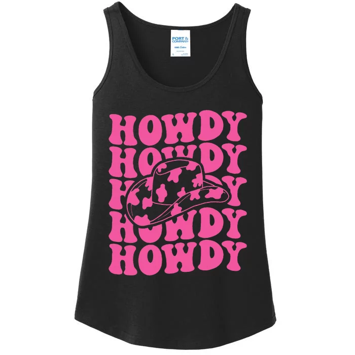 Rodeo White Howdy Western Cowboy Hat Southern Ladies Essential Tank