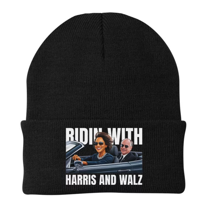 Ridin With Harris And Walz President Kamala Harris Tim Walz Knit Cap Winter Beanie