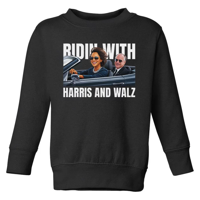 Ridin With Harris And Walz President Kamala Harris Tim Walz Toddler Sweatshirt