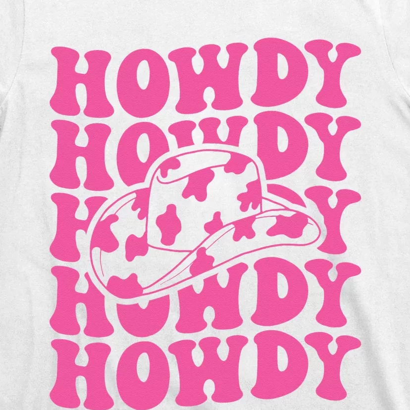 Rodeo White Howdy Western Retro Cow Hat Southern Cow T-Shirt