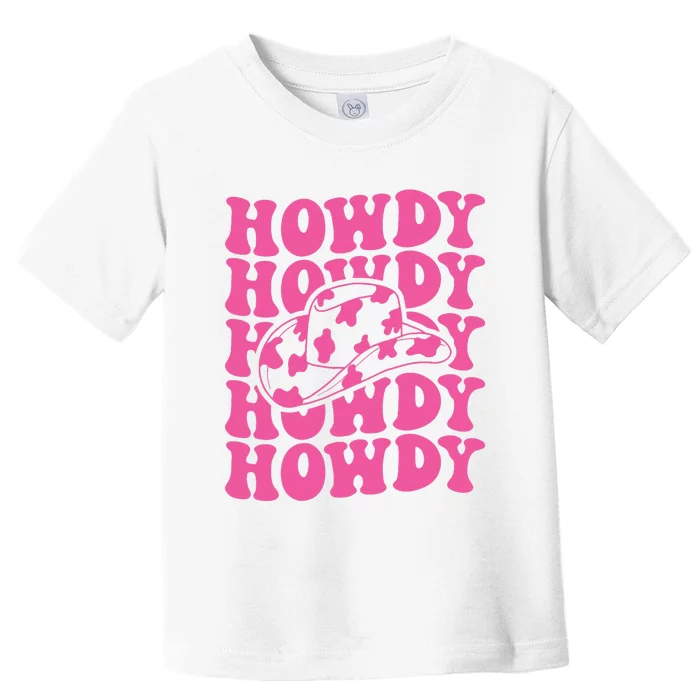 Rodeo White Howdy Western Retro Cow Hat Southern Cow Toddler T-Shirt