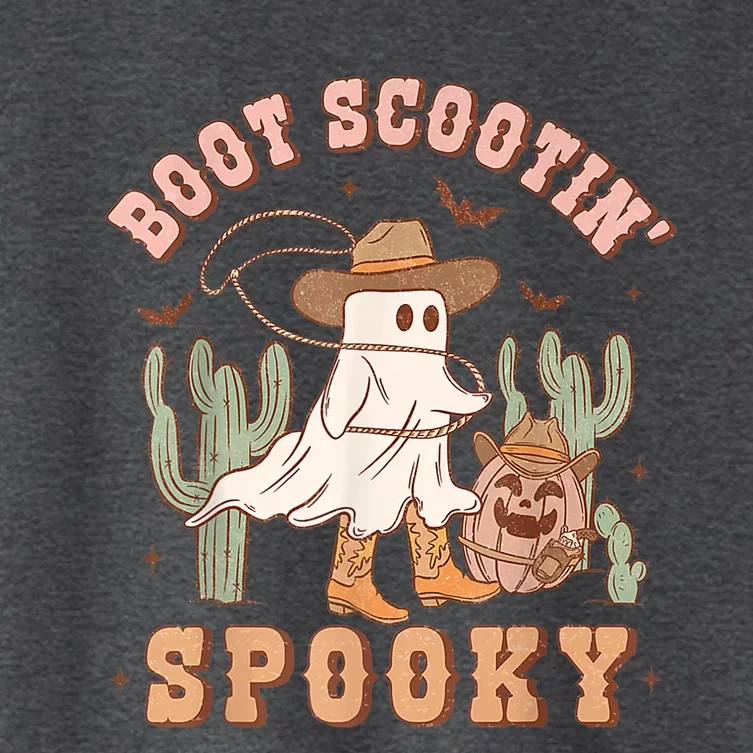 Retro Western Halloween Cowboy Ghost Boot Scootin Spooky Women's Crop Top Tee