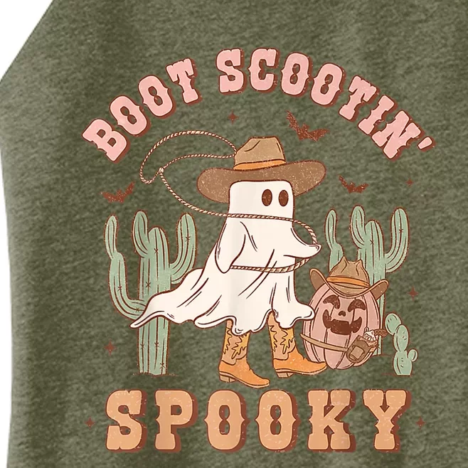 Retro Western Halloween Cowboy Ghost Boot Scootin Spooky Women’s Perfect Tri Rocker Tank