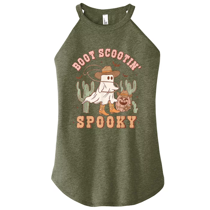 Retro Western Halloween Cowboy Ghost Boot Scootin Spooky Women’s Perfect Tri Rocker Tank