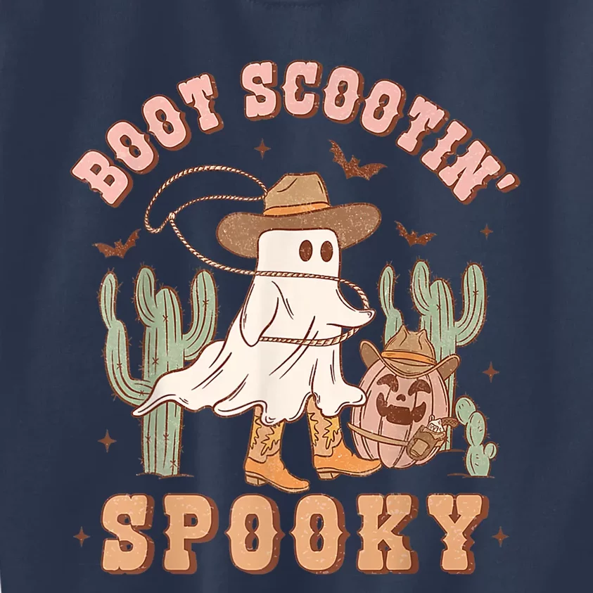 Retro Western Halloween Cowboy Ghost Boot Scootin Spooky Kids Sweatshirt