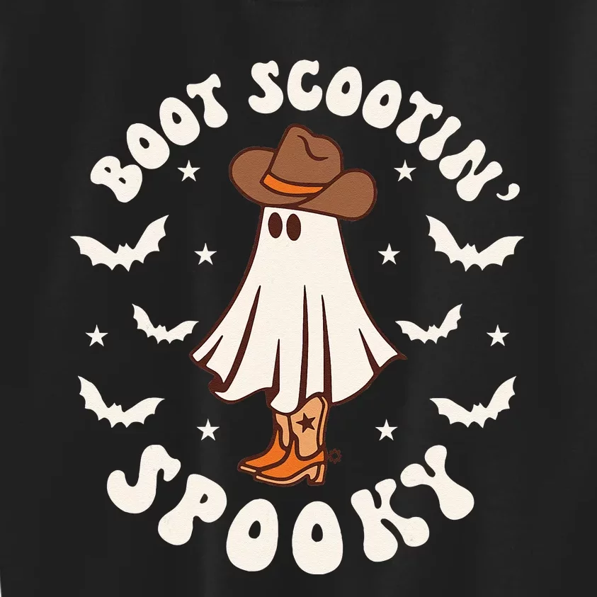 Retro Western Halloween Cute Ghost Funny Boot Scootin Spooky Kids Sweatshirt