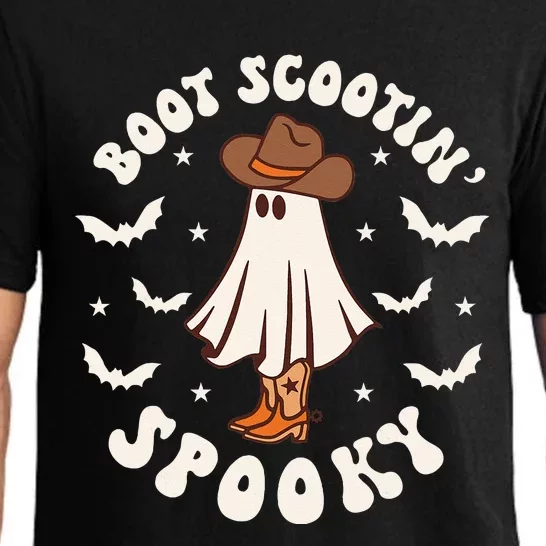 Retro Western Halloween Cute Ghost Funny Boot Scootin Spooky Pajama Set