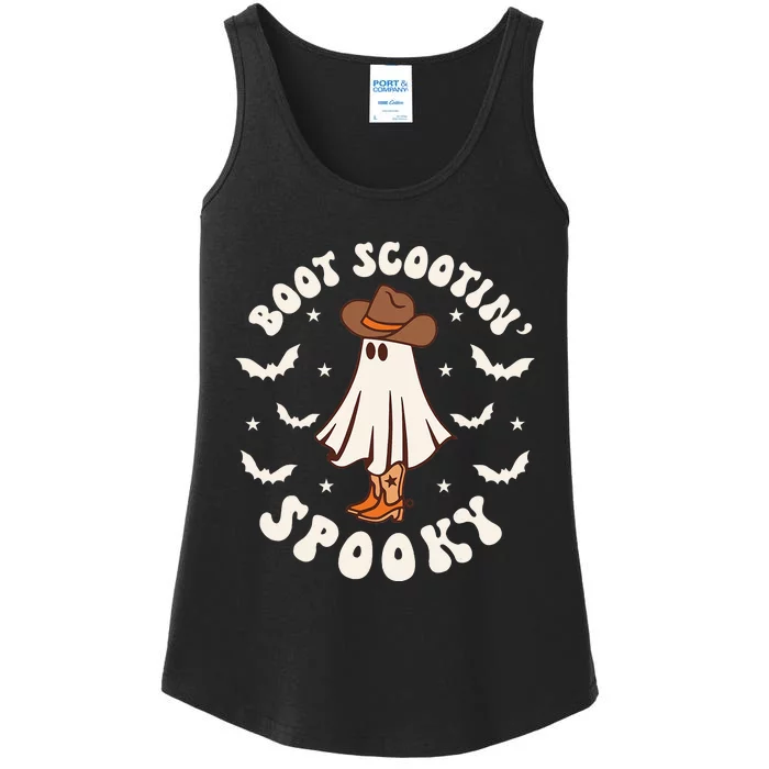 Retro Western Halloween Cute Ghost Funny Boot Scootin Spooky Ladies Essential Tank