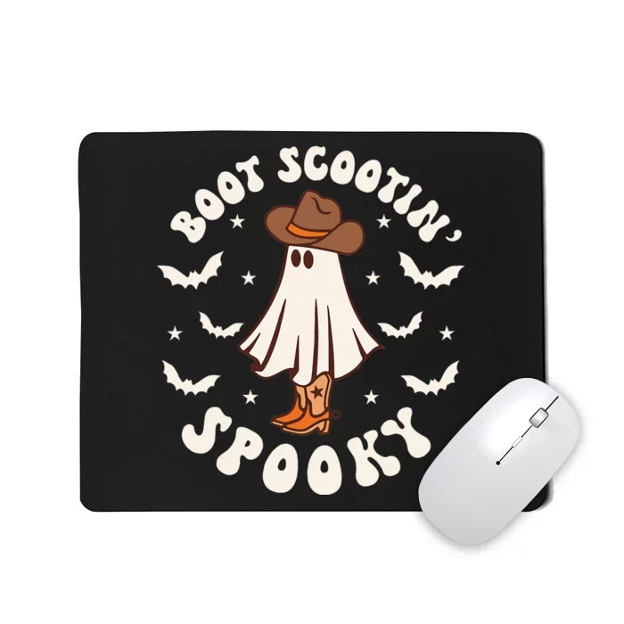 Retro Western Halloween Cute Ghost Funny Boot Scootin Spooky Mousepad