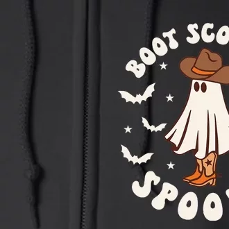 Retro Western Halloween Cute Ghost Funny Boot Scootin Spooky Full Zip Hoodie