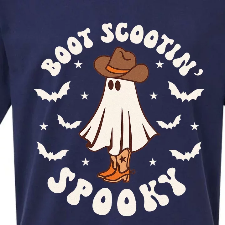 Retro Western Halloween Cute Ghost Funny Boot Scootin Spooky Sueded Cloud Jersey T-Shirt