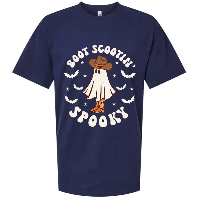 Retro Western Halloween Cute Ghost Funny Boot Scootin Spooky Sueded Cloud Jersey T-Shirt