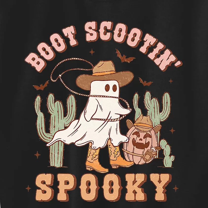 Retro Western Halloween Cowboy Ghost Boot Scootin Spooky Kids Sweatshirt