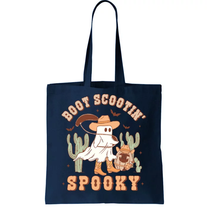 Retro Western Halloween Cowboy Ghost Boot Scootin Spooky Tote Bag