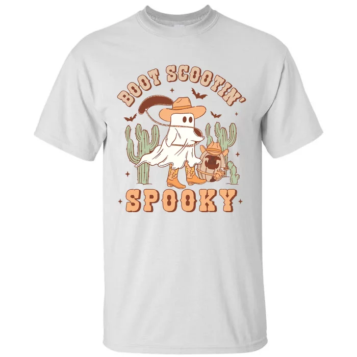 Retro Western Halloween Cowboy Ghost Boot Scootin Spooky Tall T-Shirt