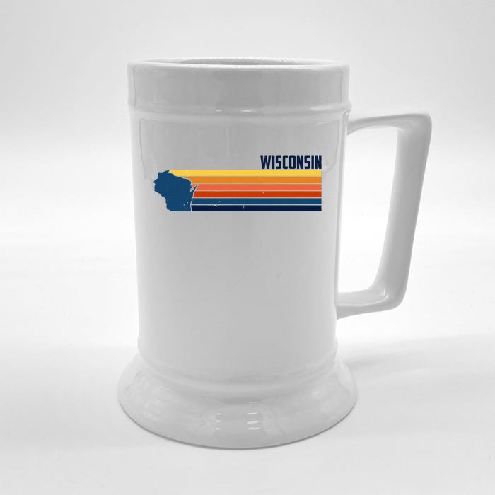 Retro Wisconsin Home State Cool 70s Style Front & Back Beer Stein