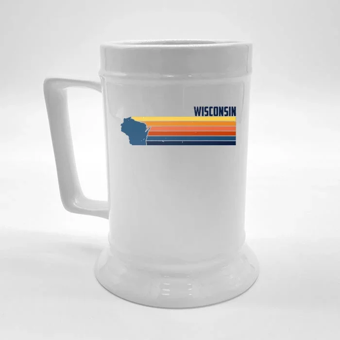 Retro Wisconsin Home State Cool 70s Style Front & Back Beer Stein