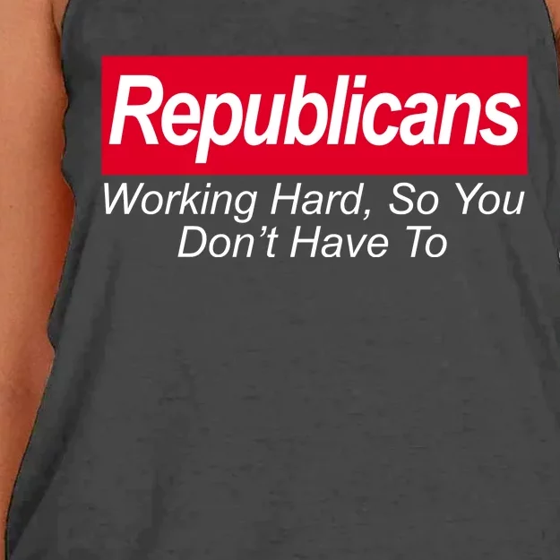 Republicans Working Hard So You Don't Have To Women's Knotted Racerback Tank