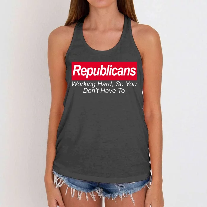 Republicans Working Hard So You Don't Have To Women's Knotted Racerback Tank